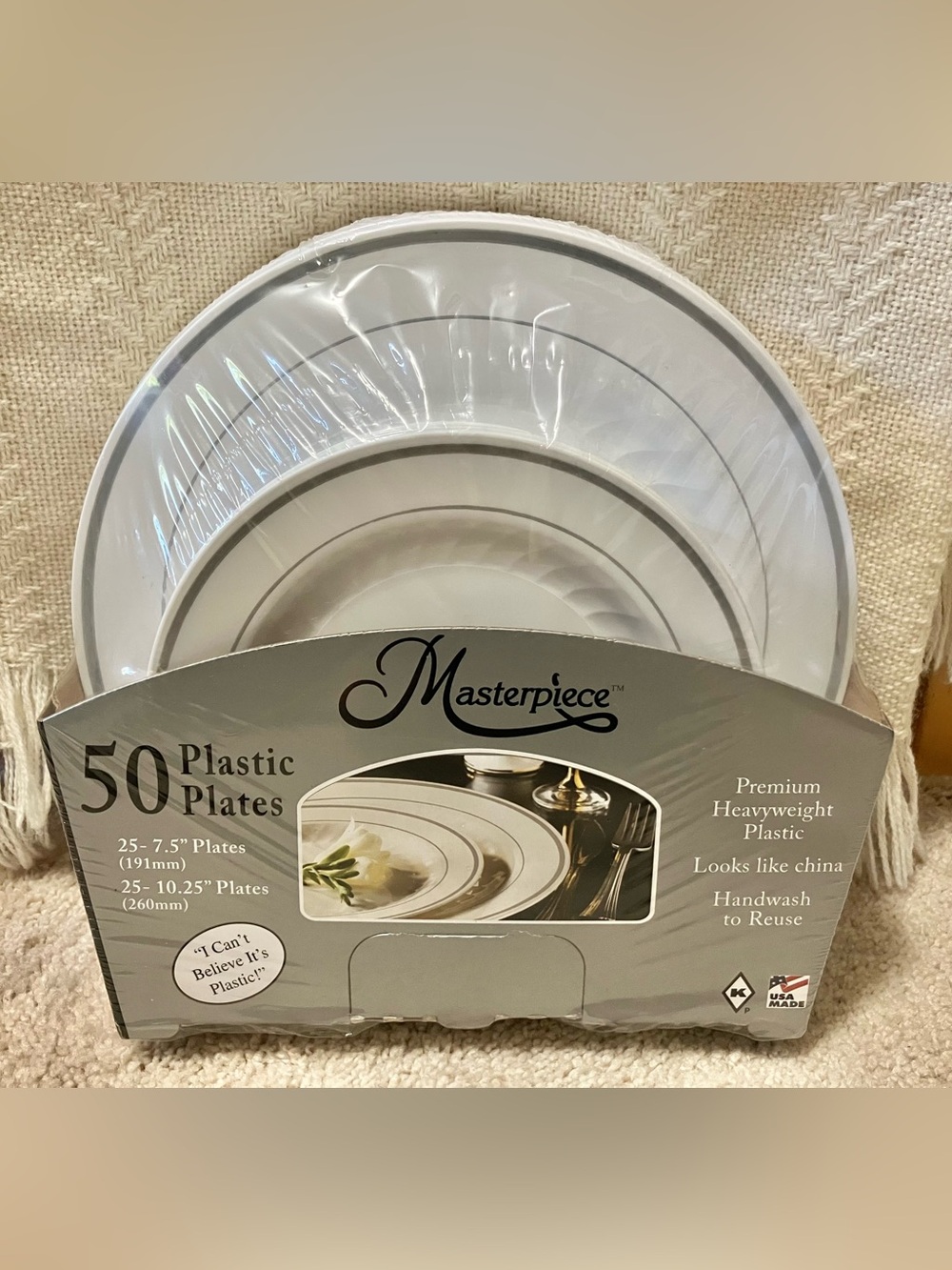 WNA Masterpiece Premium Heavyweight Plastic Combo Plates, White 50 Count